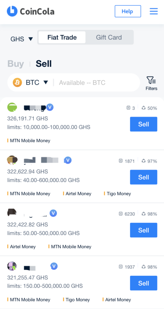 Sell Bitcoin in Ghana