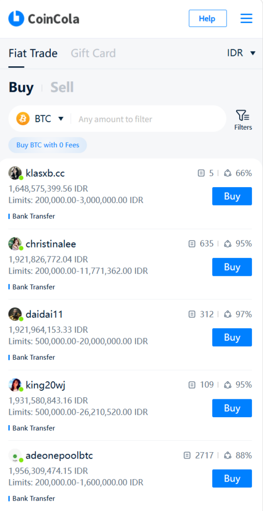 P2P bitcoin trading in Indonesia via coincola